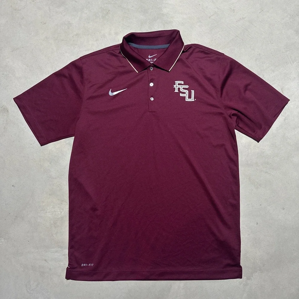 NIKE Dri-Fit Florida State Seminoles Men's SZ L FSU Golf Polo Vented Collar